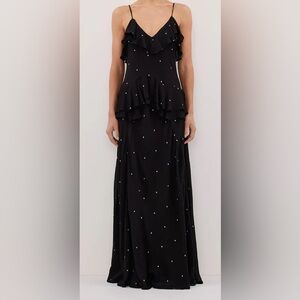 DISSH Black Maxi Skirt with White Dots